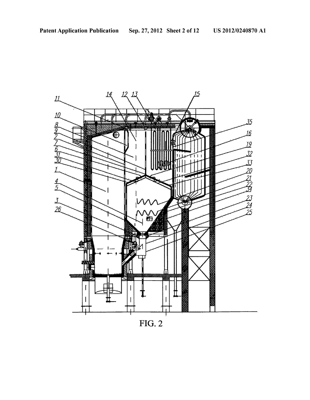 CIRCULATING FLUIDIZED BED BOILER WITH GAS-SOLID SEPARATOR - diagram, schematic, and image 03