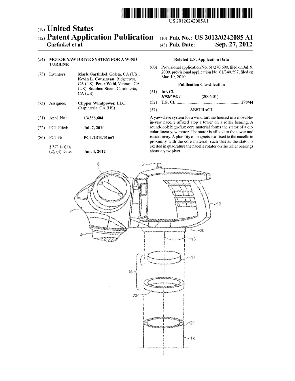 Motor Yaw Drive System for a Wind Turbine - diagram, schematic, and image 01