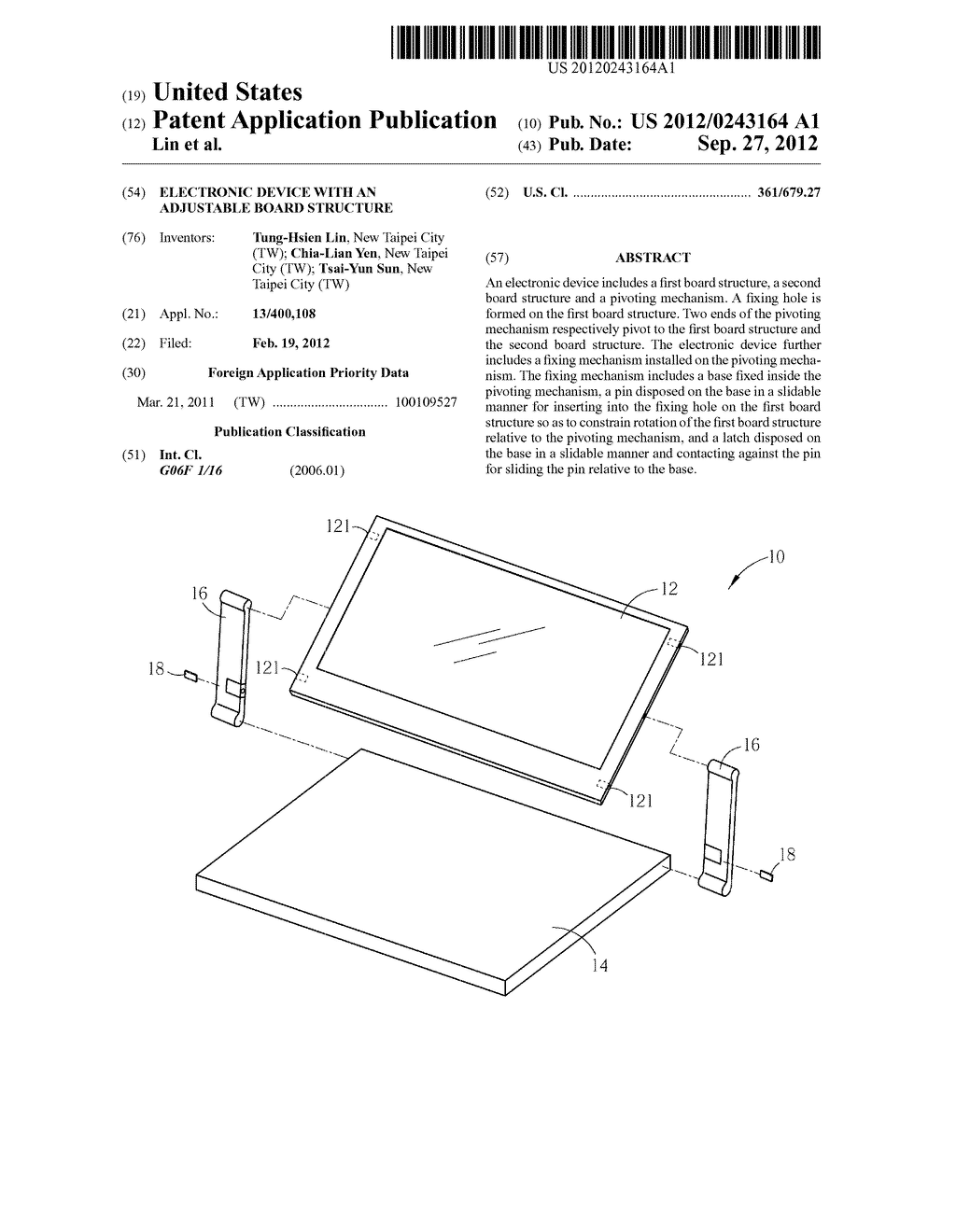 ELECTRONIC DEVICE WITH AN ADJUSTABLE BOARD STRUCTURE - diagram, schematic, and image 01