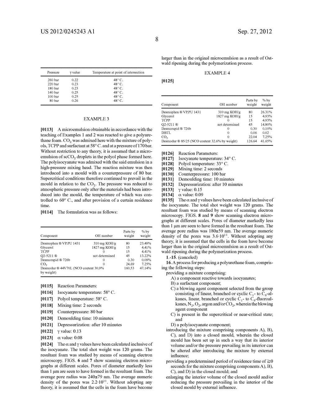 PROCESS FOR PRODUCING A POLYURETHANE FOAM BY MEANS OF SUPERCRITICAL OR     NEAR-CRITICAL BLOWING AGENT - diagram, schematic, and image 16