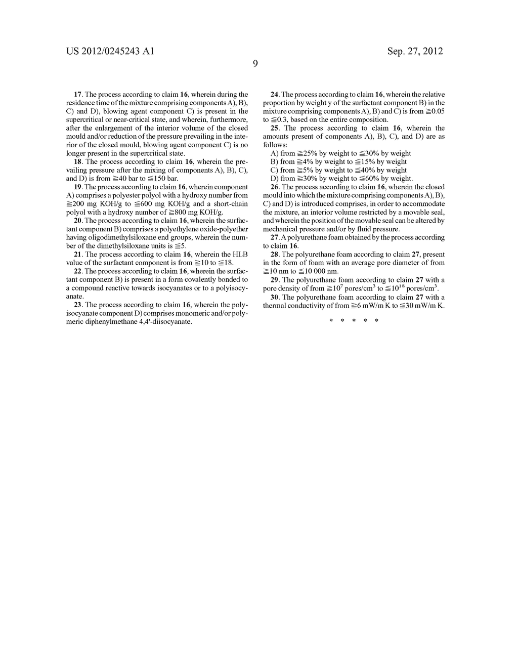 PROCESS FOR PRODUCING A POLYURETHANE FOAM BY MEANS OF SUPERCRITICAL OR     NEAR-CRITICAL BLOWING AGENT - diagram, schematic, and image 17