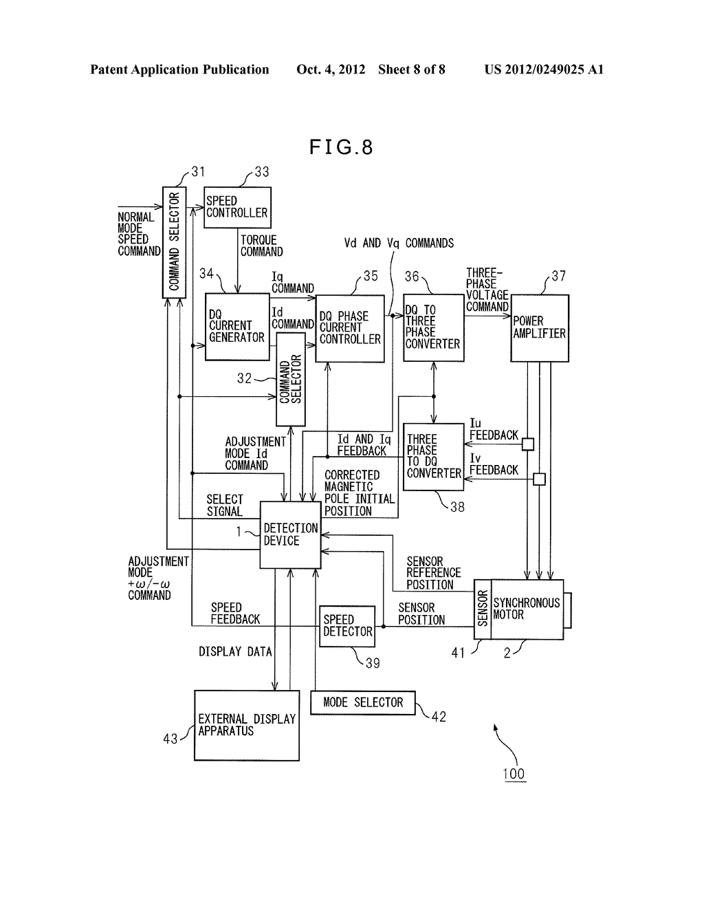 DETECTION DEVICE FOR DETECTING MAGNETIC POLE POSITION OF SYNCHRONOUS     MOTOR, AND CONTROL APPARATUS EQUIPPED THEREWITH - diagram, schematic, and image 09