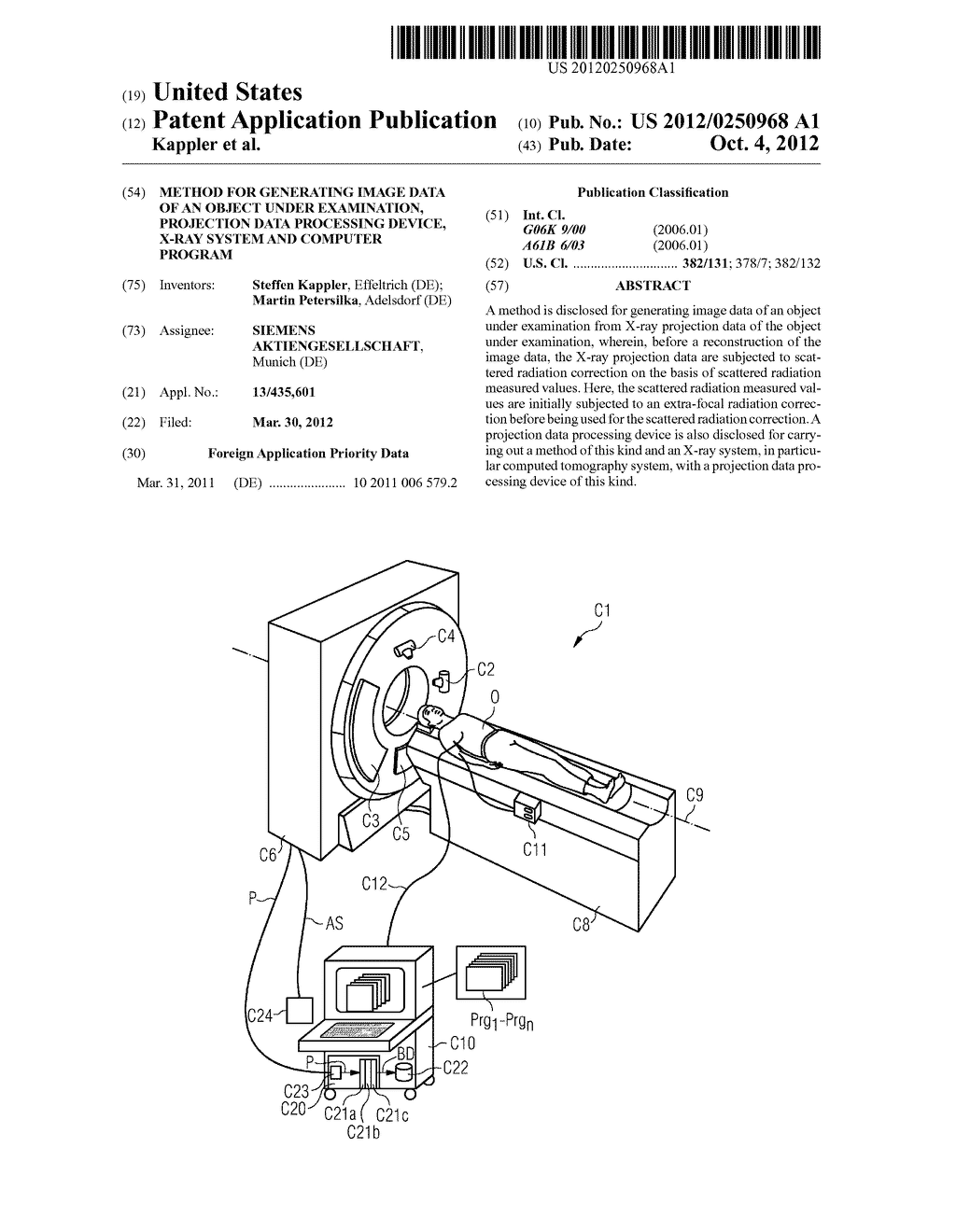 METHOD FOR GENERATING IMAGE DATA OF AN OBJECT UNDER EXAMINATION,     PROJECTION DATA PROCESSING DEVICE, X-RAY SYSTEM AND COMPUTER PROGRAM - diagram, schematic, and image 01