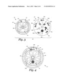 TOY VEHICLE WITH WHEELS EACH HAVING A FIRST DISK WITH WINDOWS AND A SECOND     DISK WITH INDICIA ALIGNABLE WITH THE WINDOWS diagram and image