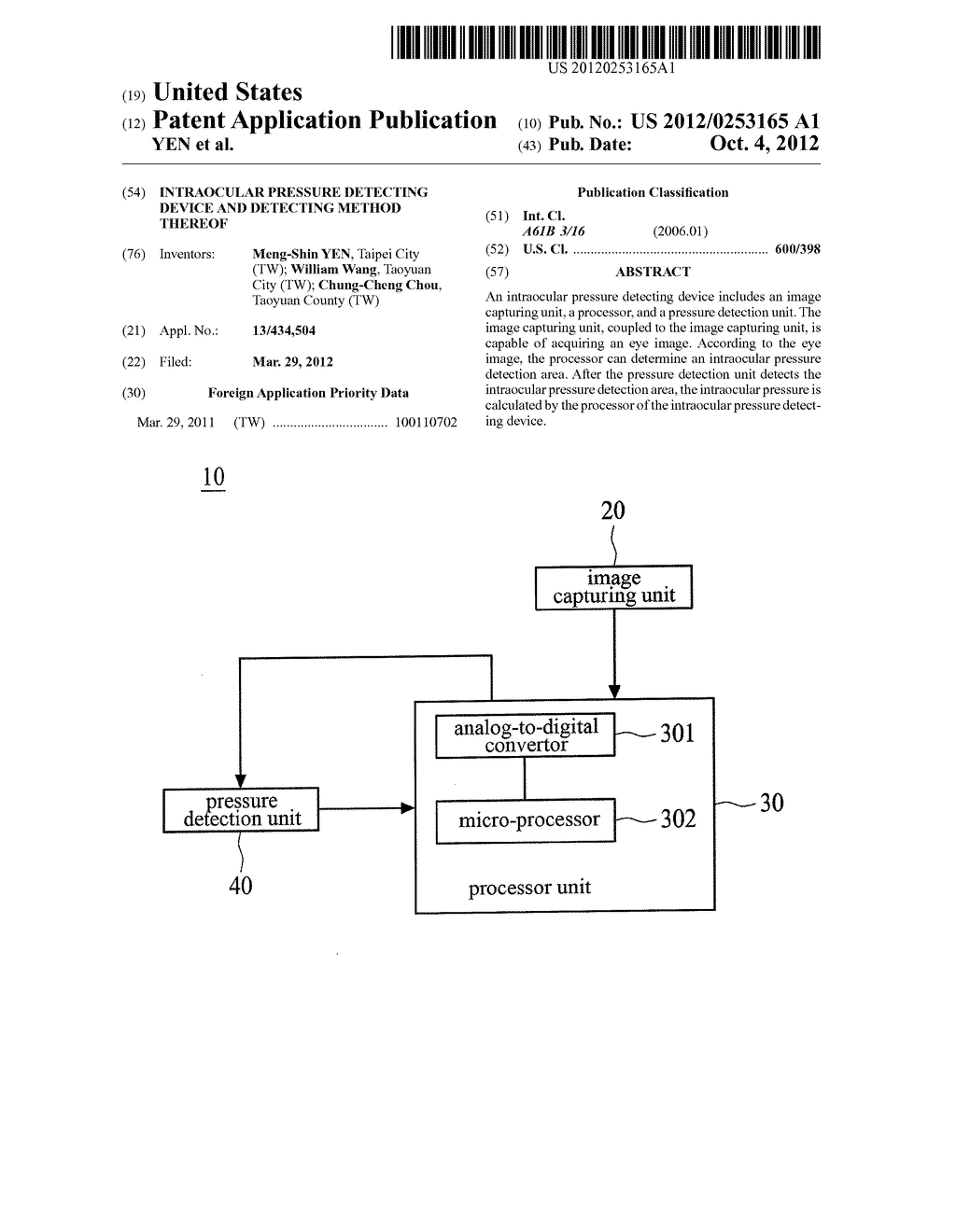 INTRAOCULAR PRESSURE DETECTING DEVICE AND DETECTING METHOD THEREOF - diagram, schematic, and image 01