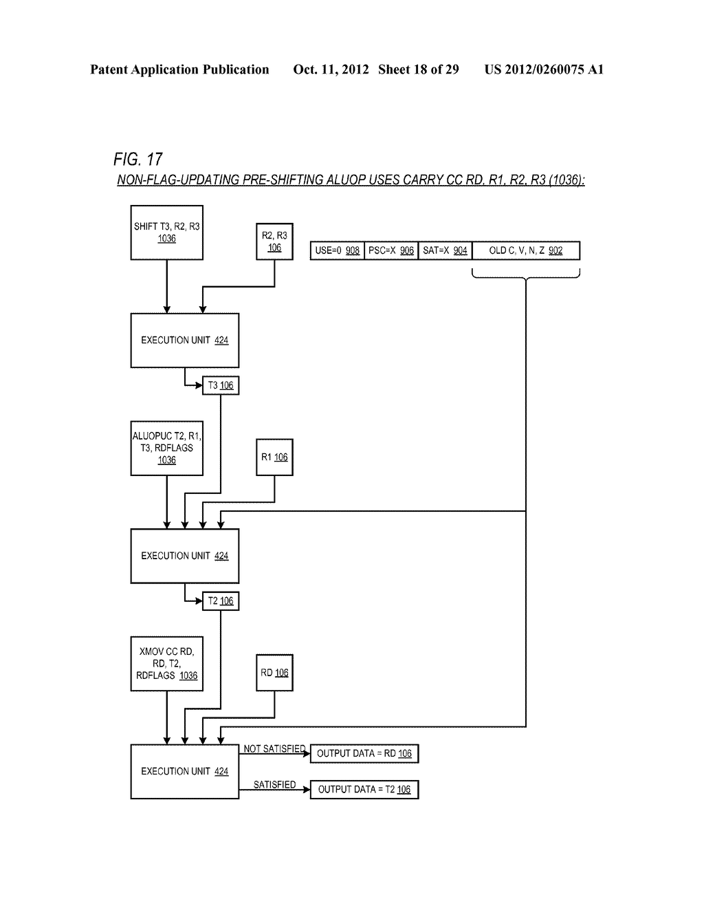 CONDITIONAL ALU INSTRUCTION PRE-SHIFT-GENERATED CARRY FLAG PROPAGATION     BETWEEN MICROINSTRUCTIONS IN READ-PORT LIMITED REGISTER FILE     MICROPROCESSOR - diagram, schematic, and image 19