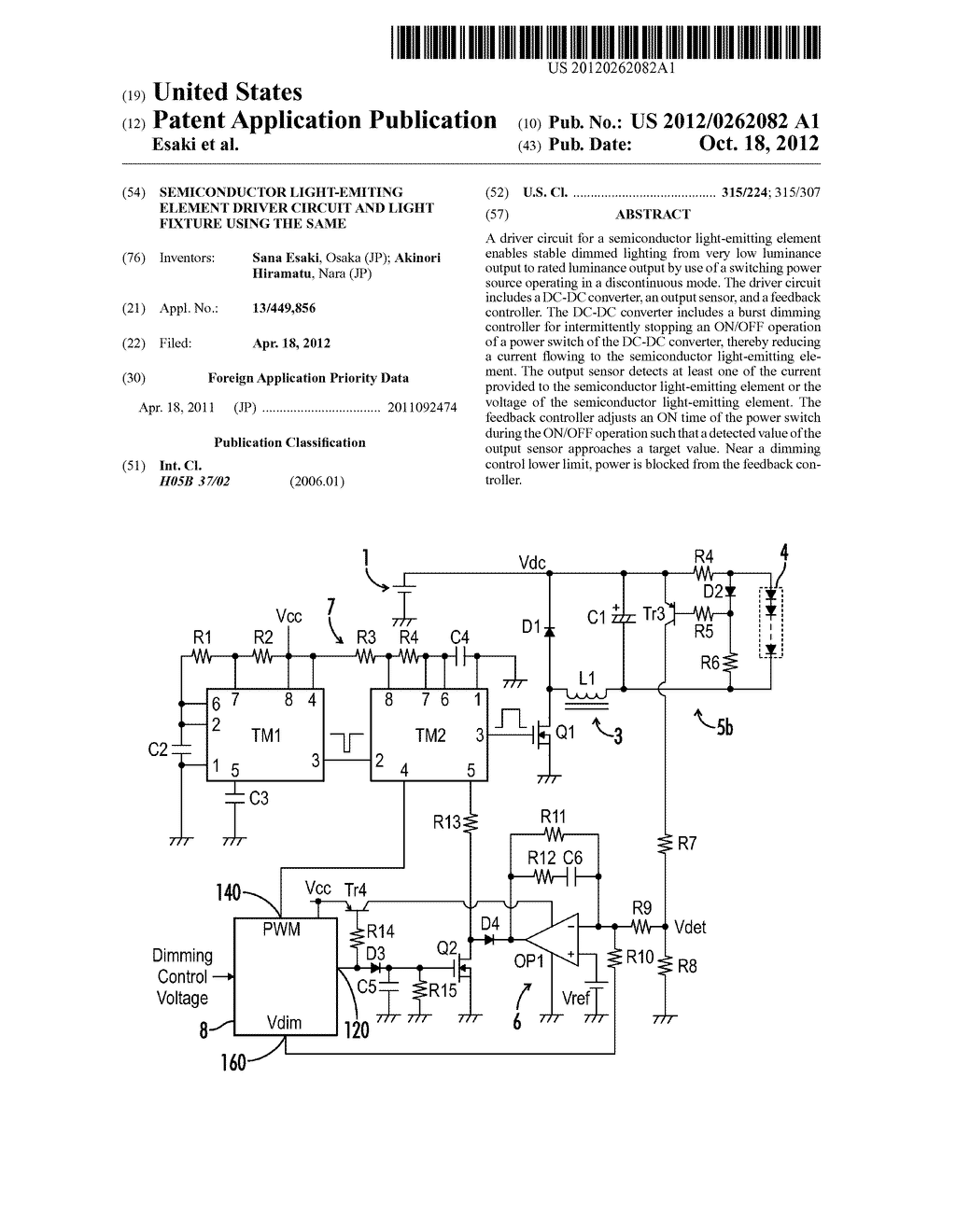 SEMICONDUCTOR LIGHT-EMITING ELEMENT DRIVER CIRCUIT AND LIGHT FIXTURE USING     THE SAME - diagram, schematic, and image 01