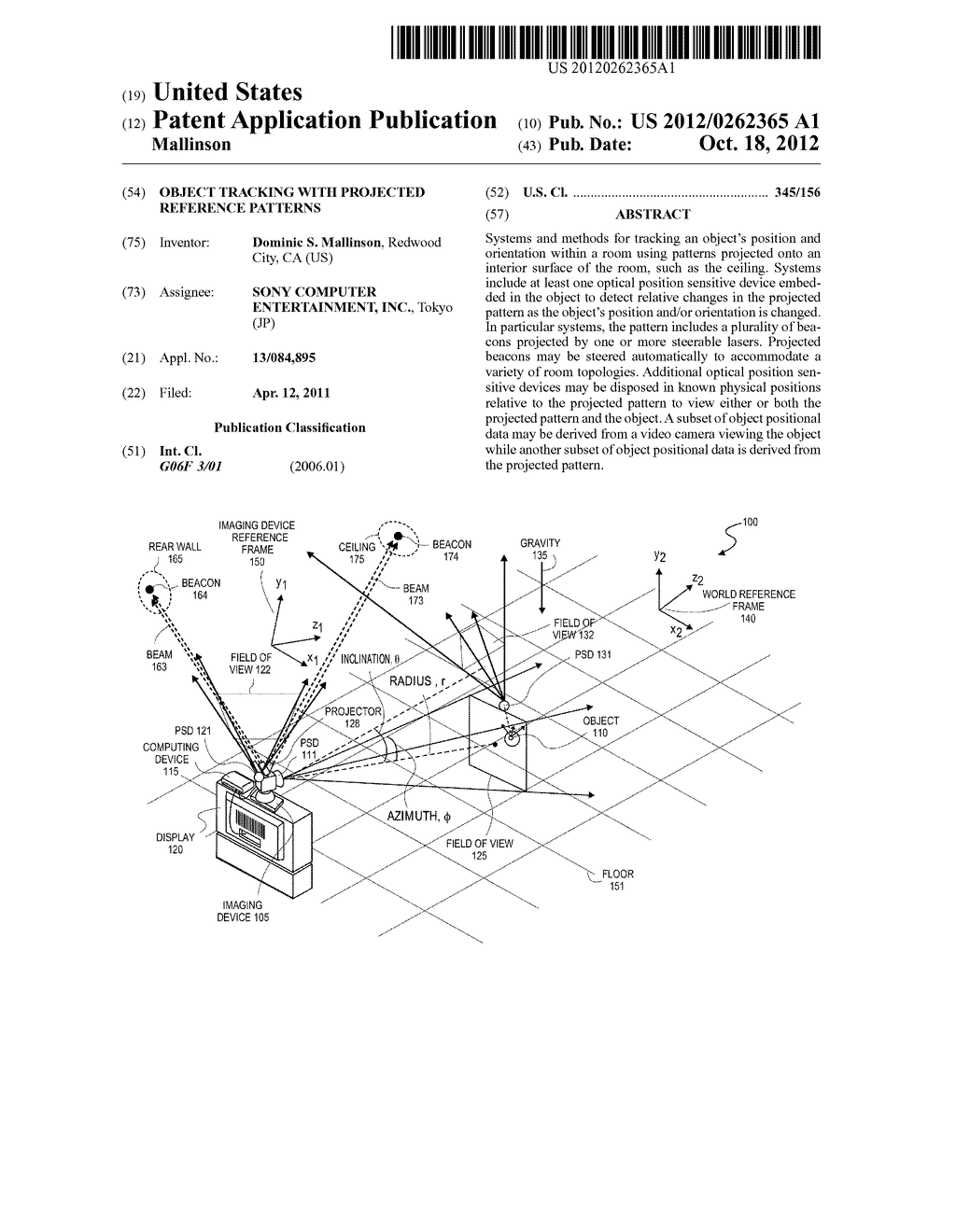 OBJECT TRACKING WITH PROJECTED REFERENCE PATTERNS - diagram, schematic, and image 01