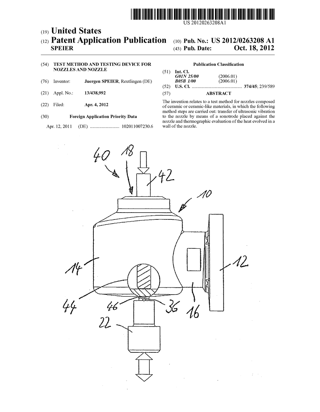 TEST METHOD AND TESTING DEVICE FOR NOZZLES AND NOZZLE - diagram, schematic, and image 01