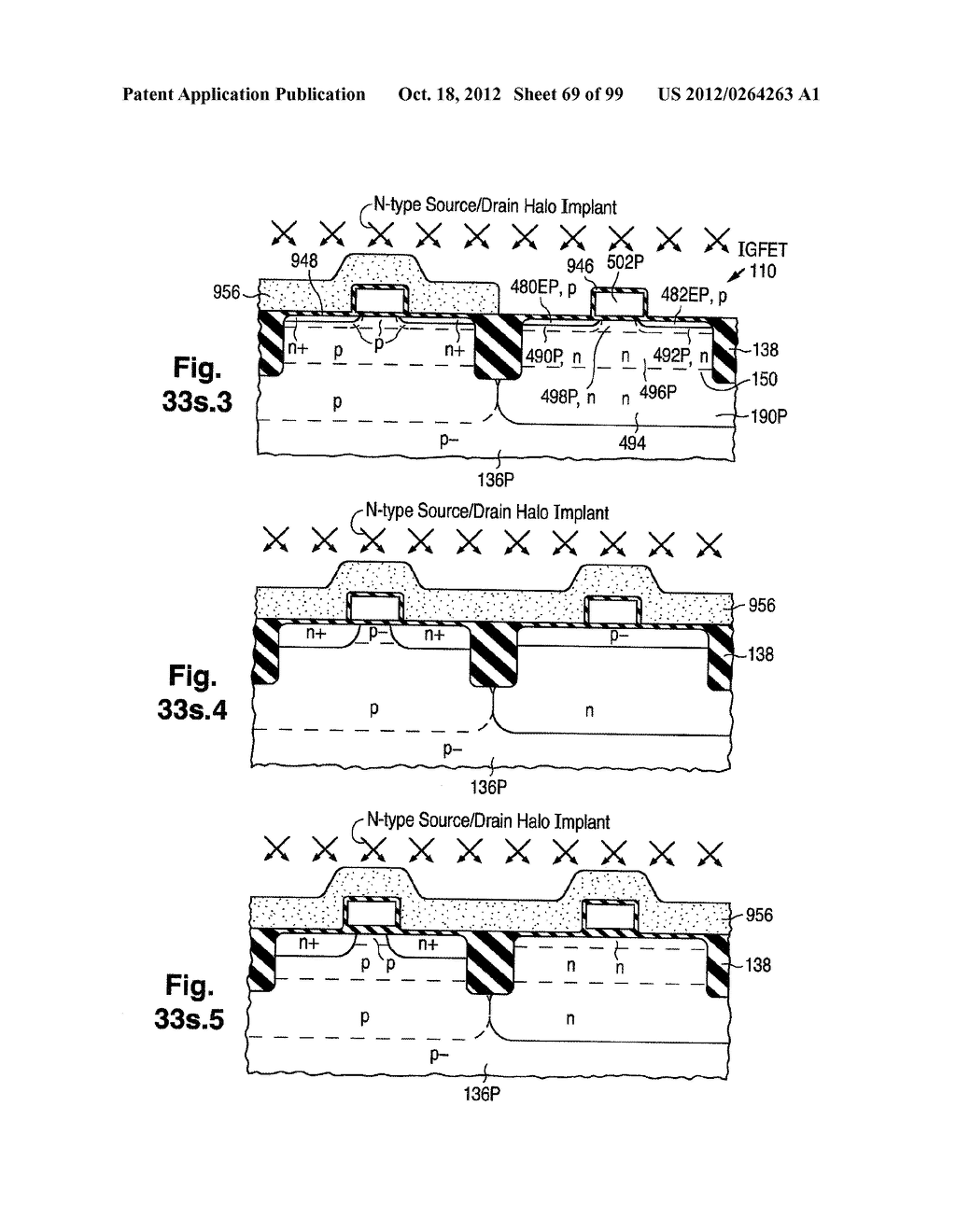 Structure and Fabrication of Like-polarity Field-effect Transistors Having     Different Configurations of Source/Drain Extensions, Halo Pockets, and     Gate Dielectric Thicknesses - diagram, schematic, and image 70