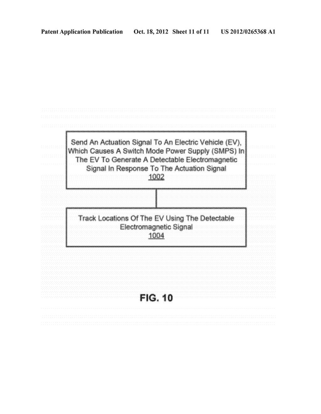 METHOD AND SYSTEM FOR PRODUCING A DETECTABLE ELECTROMAGNETIC SIGNAL FOR     TRACKING LOCATIONS OF AN ELECTRIC VEHICLE - diagram, schematic, and image 12