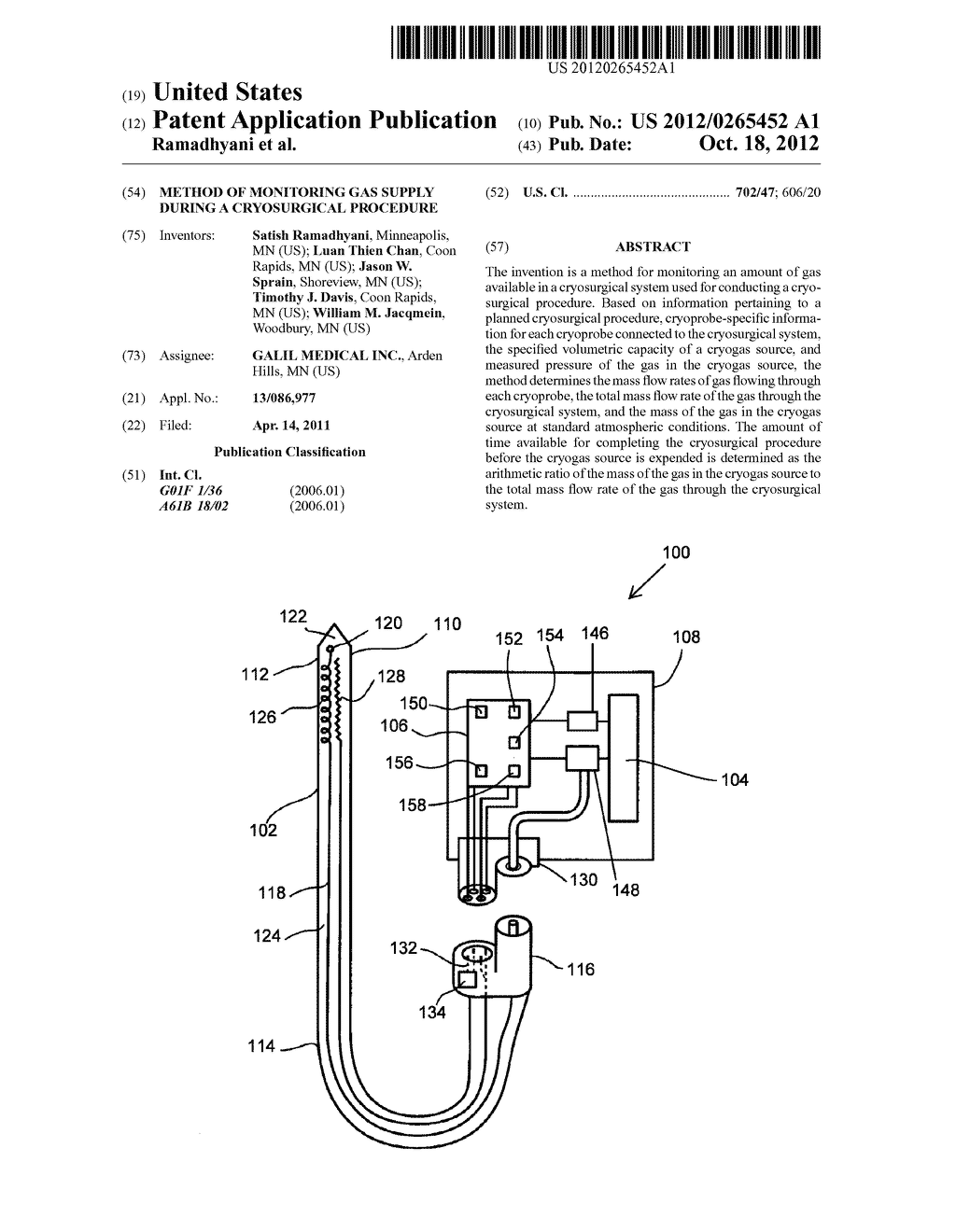 METHOD OF MONITORING GAS SUPPLY DURING A CRYOSURGICAL PROCEDURE - diagram, schematic, and image 01