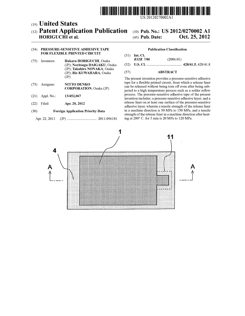 PRESSURE-SENSITIVE ADHESIVE TAPE FOR FLEXIBLE PRINTED CIRCUIT - diagram, schematic, and image 01