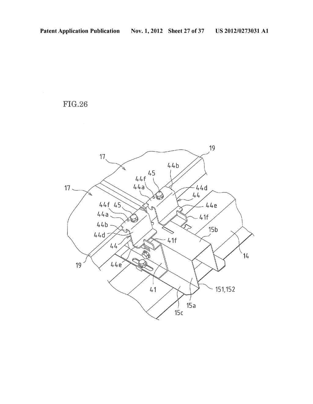 SOLAR CELL MODULE RACK, SOLAR CELL MODULE FIXING MEMBER, AND PHOTOVOLTAIC     POWER GENERATION SYSTEM WITH SOLAR CELL MODULE RACK - diagram, schematic, and image 28