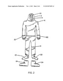 METHODS AND APPAREL FOR ATTENUATING ELECTROMAGNETIC FIELDS EMANATING FROM     A PERSON IN A HUMAN ADVERSARIAL SITUATION diagram and image
