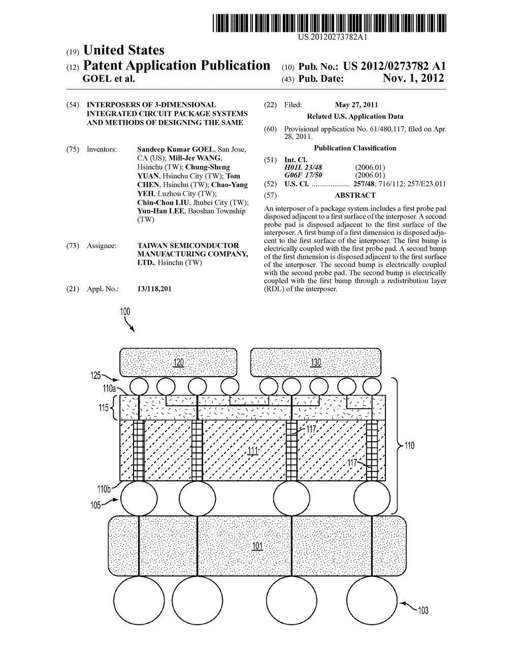 INTERPOSERS OF 3-DIMENSIONAL INTEGRATED CIRCUIT PACKAGE SYSTEMS AND     METHODS OF DESIGNING THE SAME - diagram, schematic, and image 01