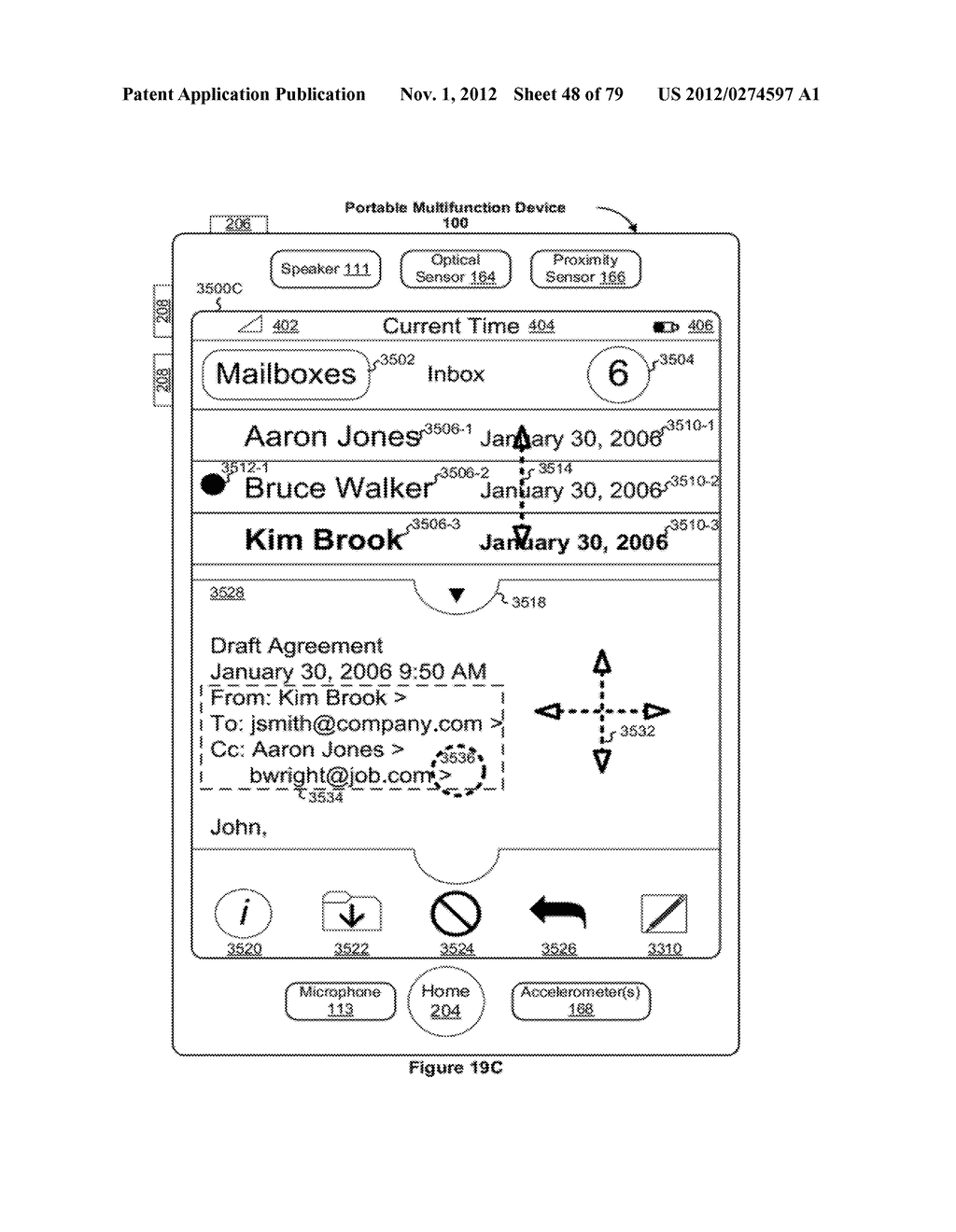 Portable Electronic Device, Method, and Graphical User Interface for     Displaying Electronic Lists and Documents - diagram, schematic, and image 49