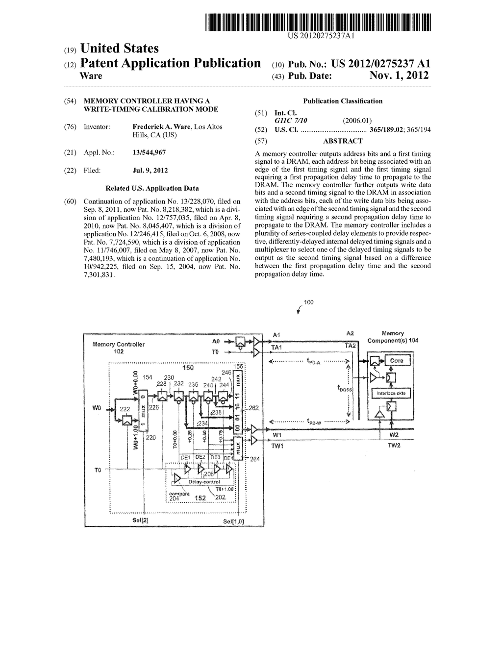 MEMORY CONTROLLER HAVING A WRITE-TIMING CALIBRATION MODE - diagram, schematic, and image 01