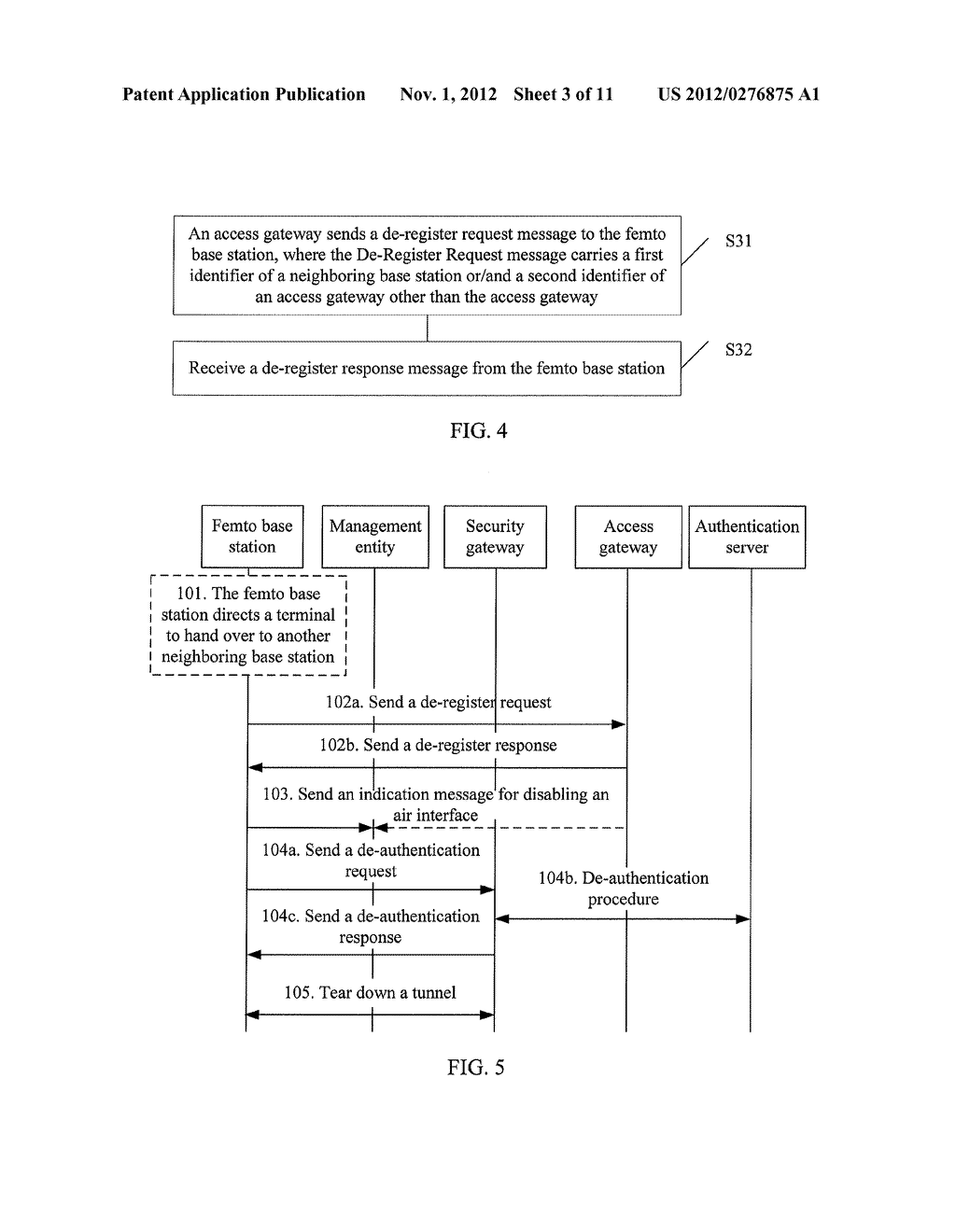 METHOD, DEVICE, AND SYSTEM FOR NETWORK EXIT OR DE-REGISTRATION OF FEMTO     BASE STATION - diagram, schematic, and image 04