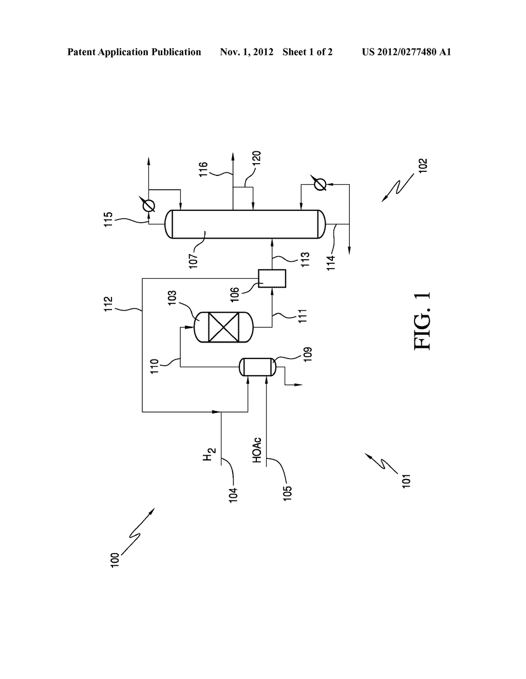 Separation Process Having an Alcohol Sidestream - diagram, schematic, and image 02