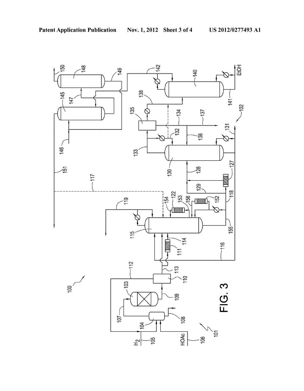 Process to Recover Alcohol with Secondary Reactors for Hydrolysis of     Acetal - diagram, schematic, and image 04