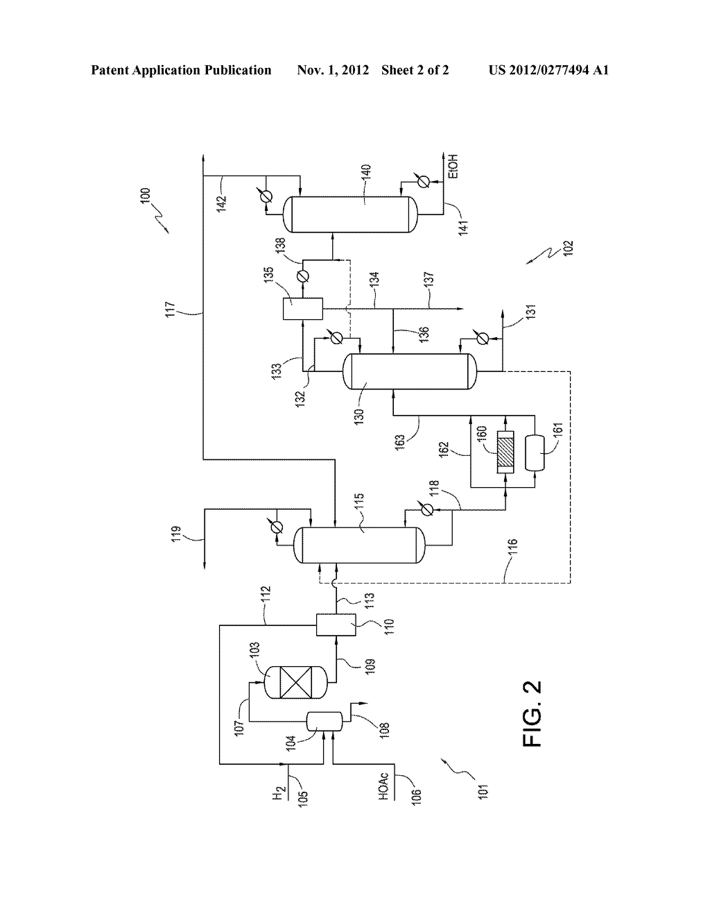 Process to Reduce Ethanol Recycled to Hydrogenation Reactor - diagram, schematic, and image 03