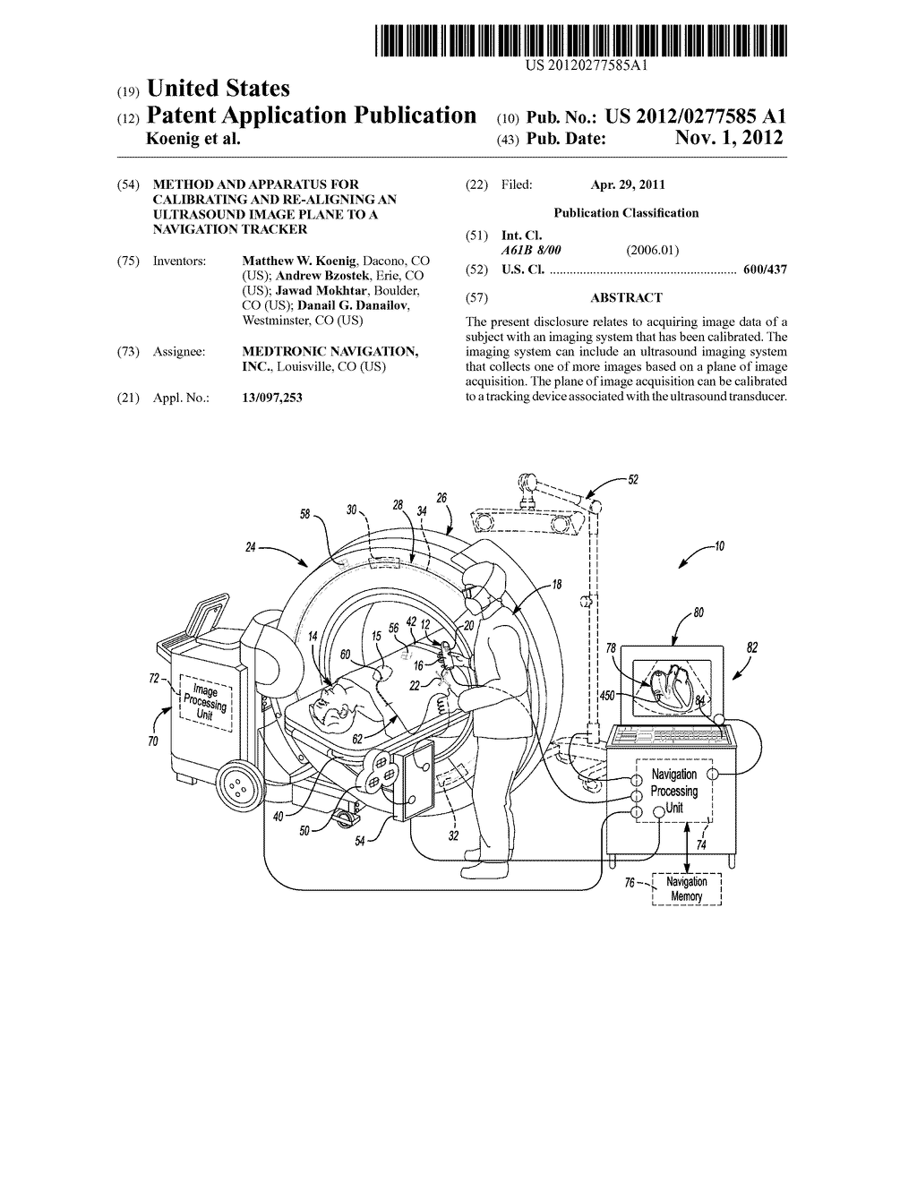 Method and Apparatus for Calibrating and Re-aligning an Ultrasound Image     Plane to a Navigation Tracker - diagram, schematic, and image 01