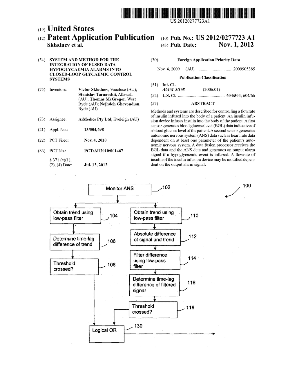 SYSTEM AND METHOD FOR THE INTEGRATION OF FUSED-DATA HYPOGLYCAEMIA ALARMS     INTO CLOSED-LOOP GLYCAEMIC CONTROL SYSTEMS - diagram, schematic, and image 01