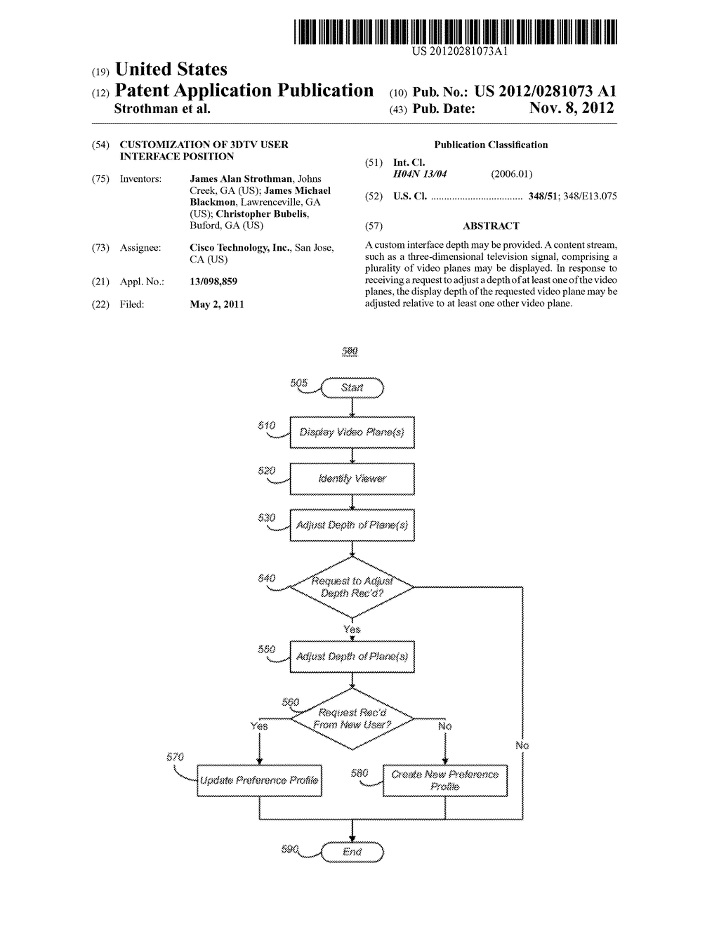 Customization of 3DTV User Interface Position - diagram, schematic, and image 01