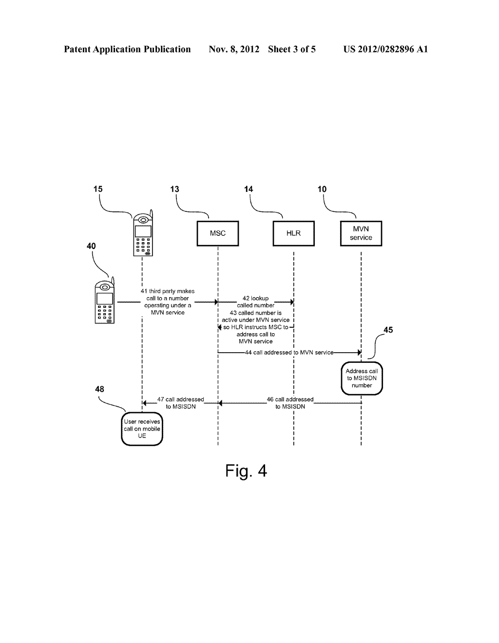 Method, Apparatus and System for a Mobile Virtual Number Service in a     Mobile Telecommunications System - diagram, schematic, and image 04