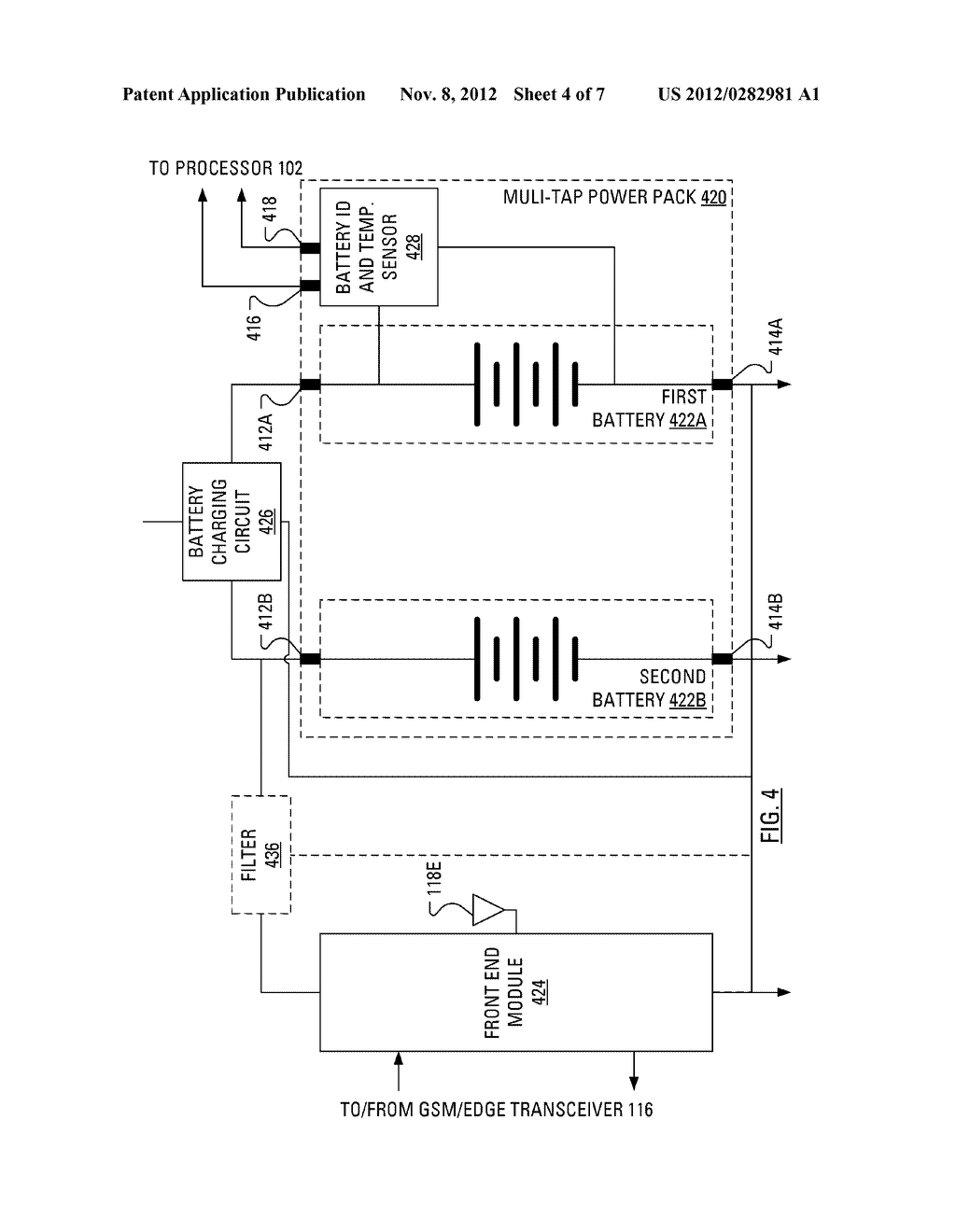 MOBILE COMMUNICATION DEVICE EMPLOYING POWER PACK WITH MULTIPLE PAIRS OF     TAPS - diagram, schematic, and image 05