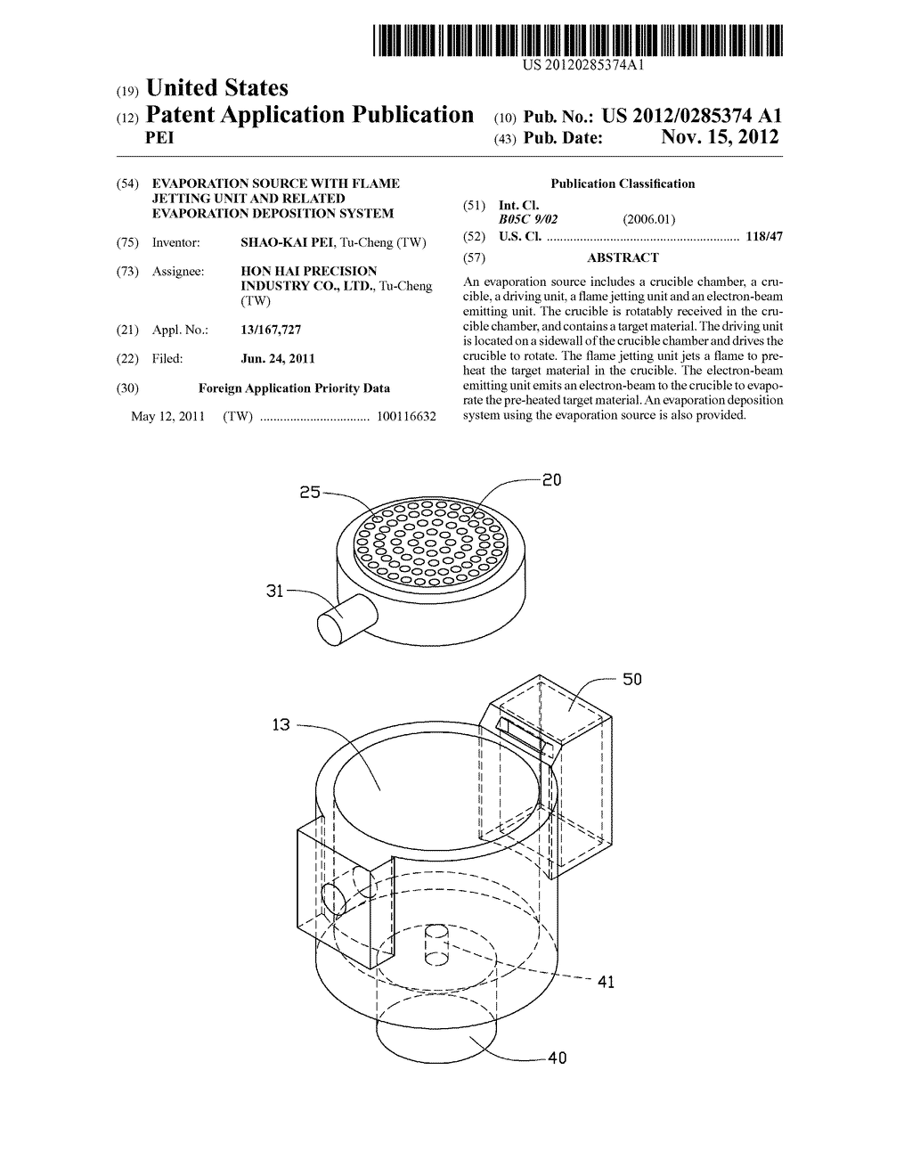 EVAPORATION SOURCE WITH FLAME JETTING UNIT AND RELATED EVAPORATION     DEPOSITION SYSTEM - diagram, schematic, and image 01