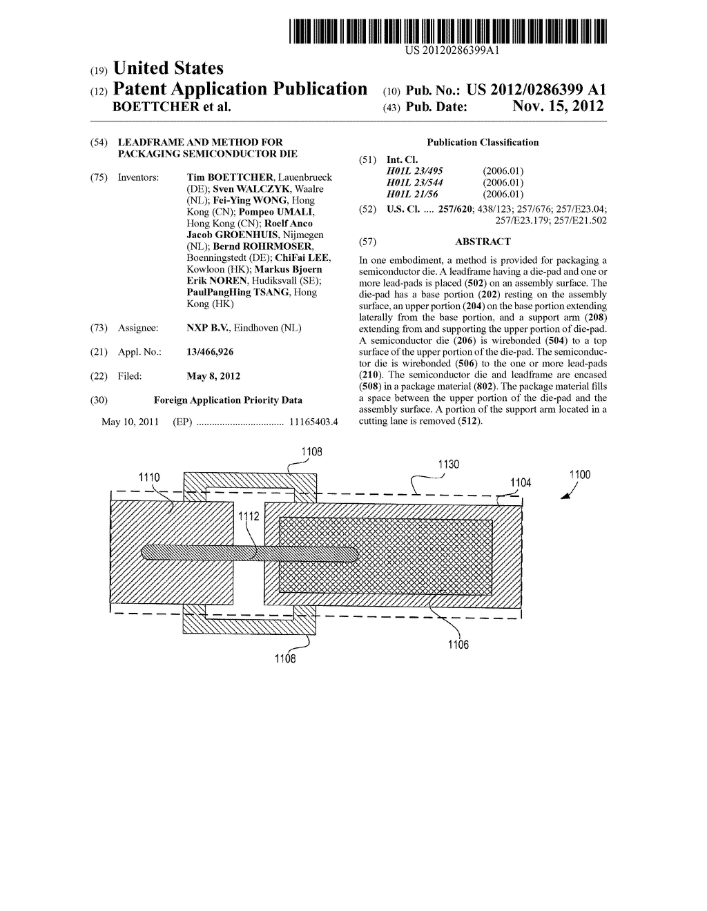 LEADFRAME AND METHOD FOR PACKAGING SEMICONDUCTOR DIE - diagram, schematic, and image 01