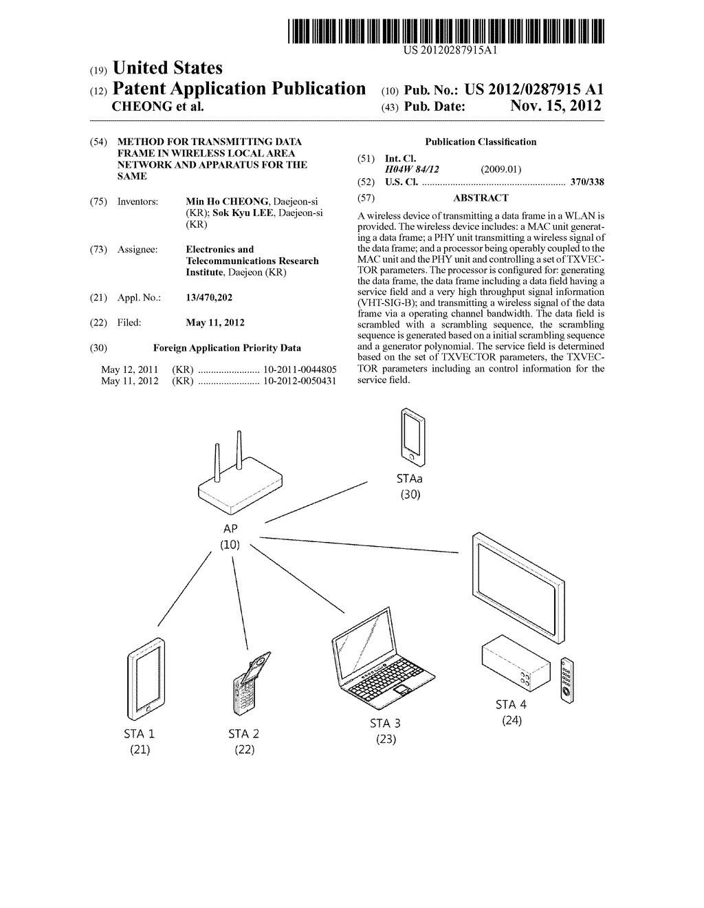 METHOD FOR TRANSMITTING DATA FRAME IN WIRELESS LOCAL AREA NETWORK AND     APPARATUS FOR THE SAME - diagram, schematic, and image 01