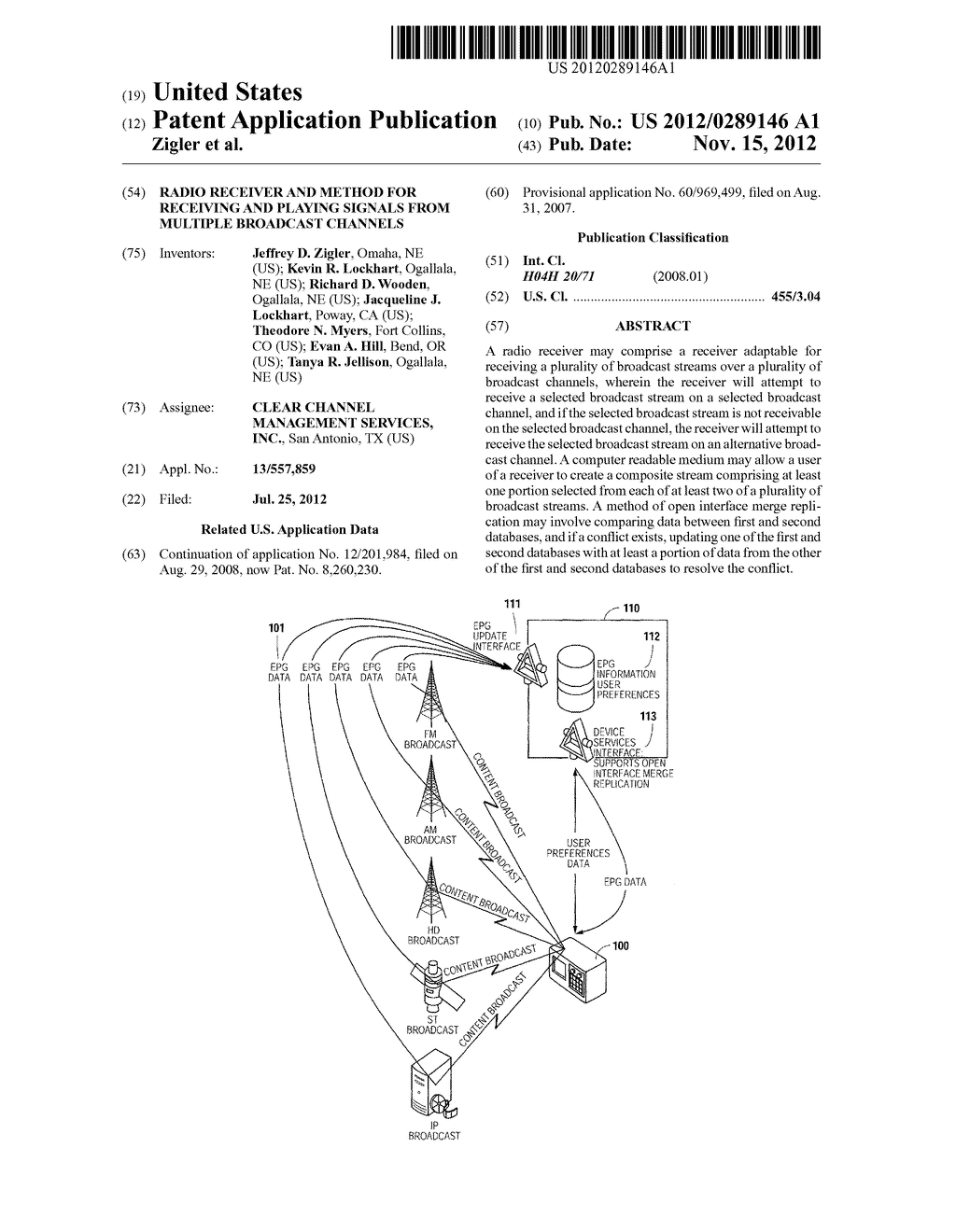 RADIO RECEIVER AND METHOD FOR RECEIVING AND PLAYING SIGNALS FROM MULTIPLE     BROADCAST CHANNELS - diagram, schematic, and image 01