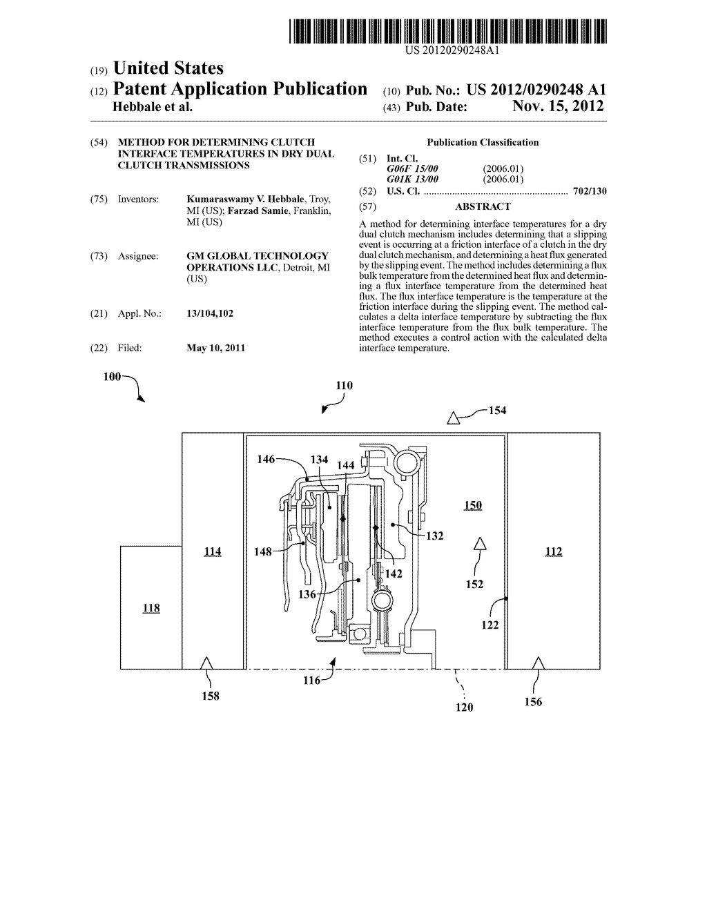 METHOD FOR DETERMINING CLUTCH INTERFACE TEMPERATURES IN DRY DUAL CLUTCH     TRANSMISSIONS - diagram, schematic, and image 01