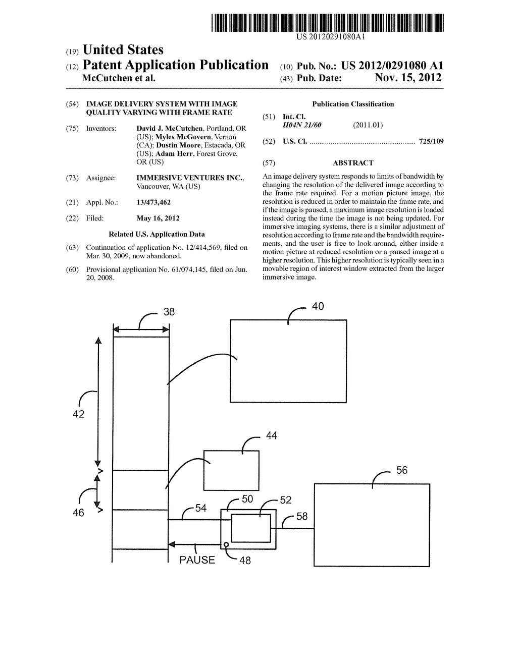 IMAGE DELIVERY SYSTEM WITH IMAGE QUALITY VARYING WITH FRAME RATE - diagram, schematic, and image 01