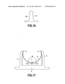 Assembly of an Overmolded Element Having Hooks and of a Mold Including a     Pedestal diagram and image