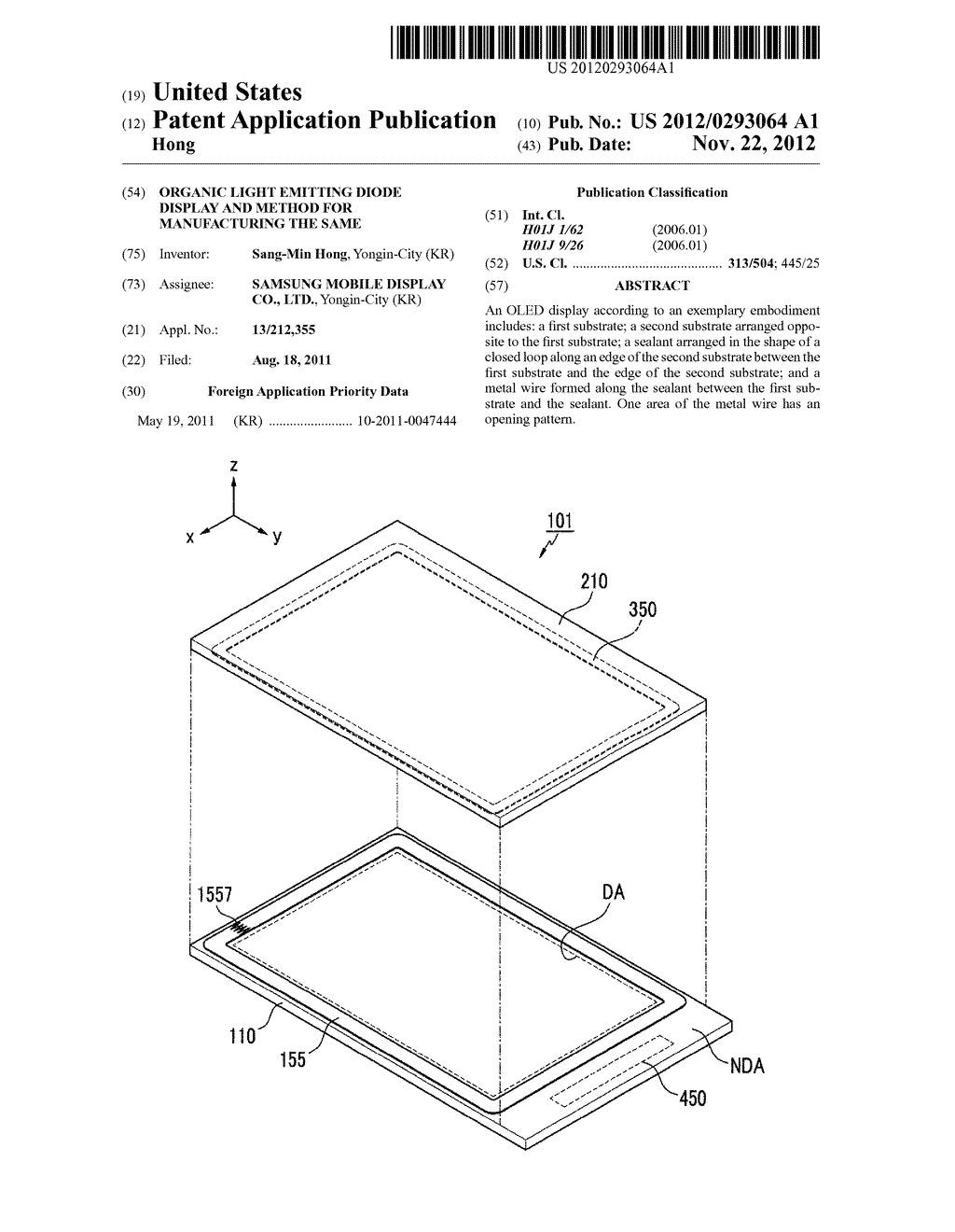 Organic Light Emitting Diode Display and Method for Manufacturing the Same - diagram, schematic, and image 01
