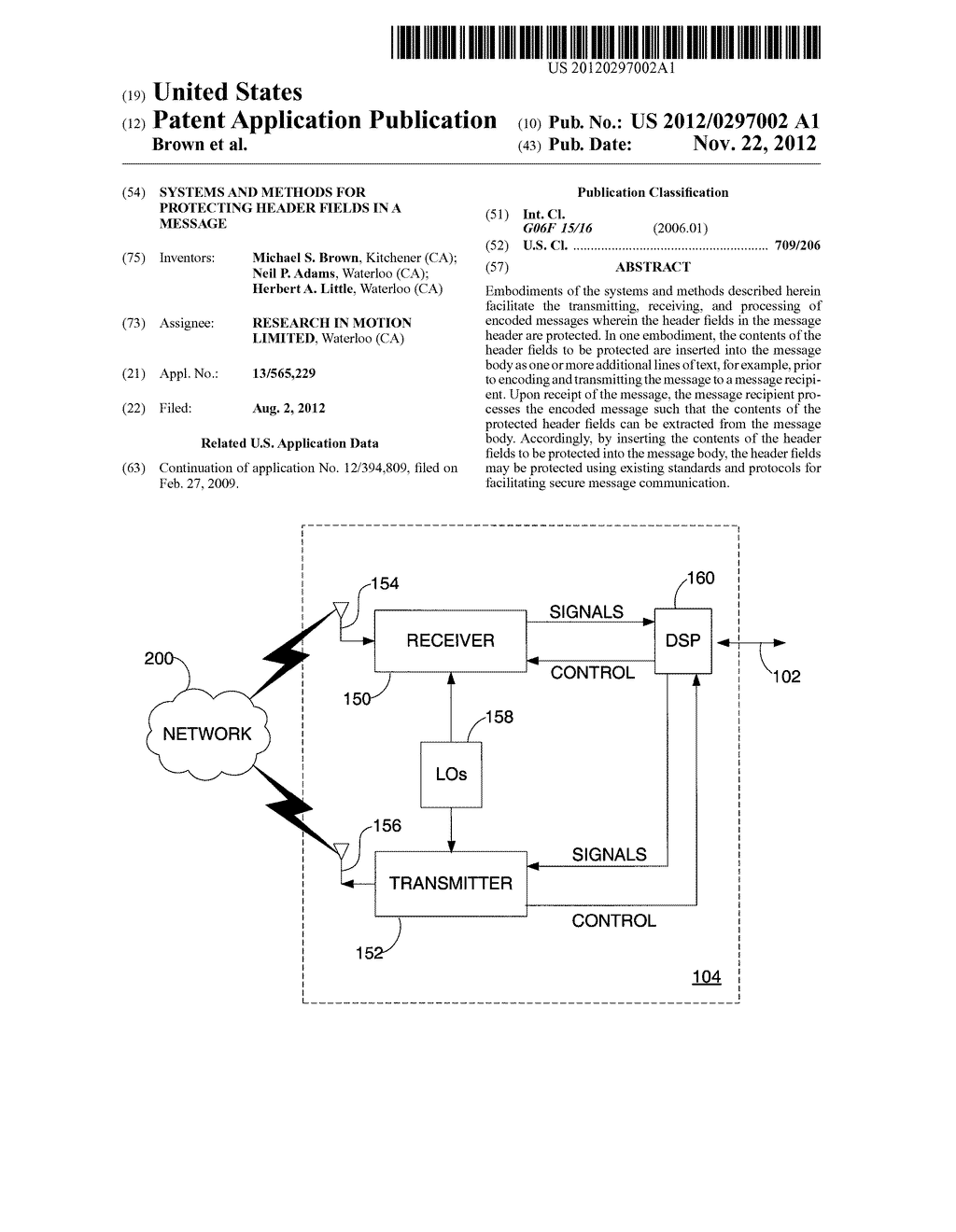 SYSTEMS AND METHODS FOR PROTECTING HEADER FIELDS IN A MESSAGE - diagram, schematic, and image 01