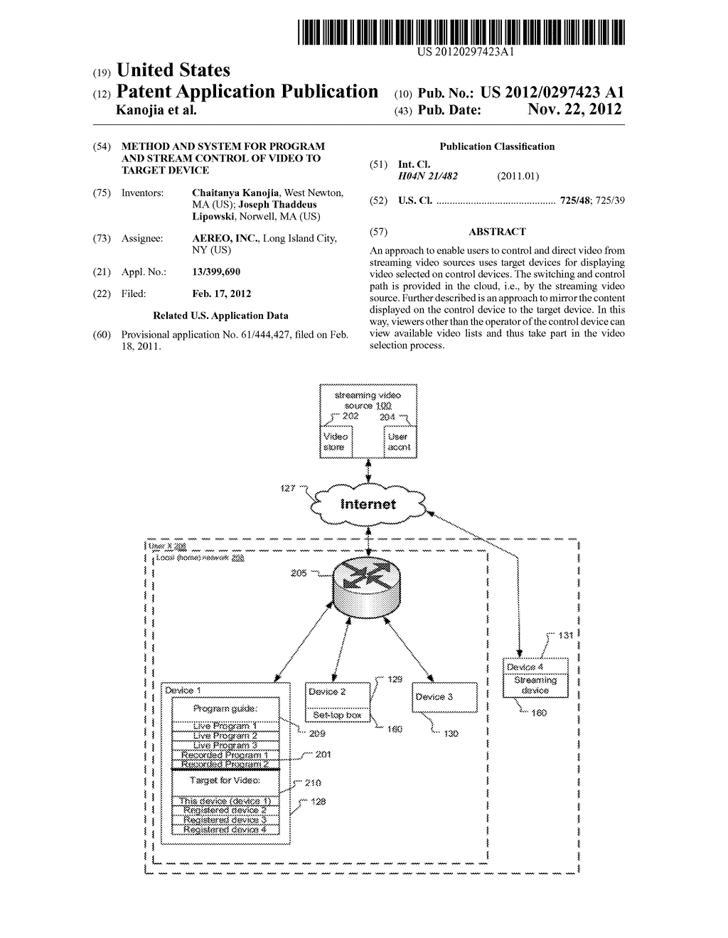 Method and system for program and stream control of video to target device - diagram, schematic, and image 01