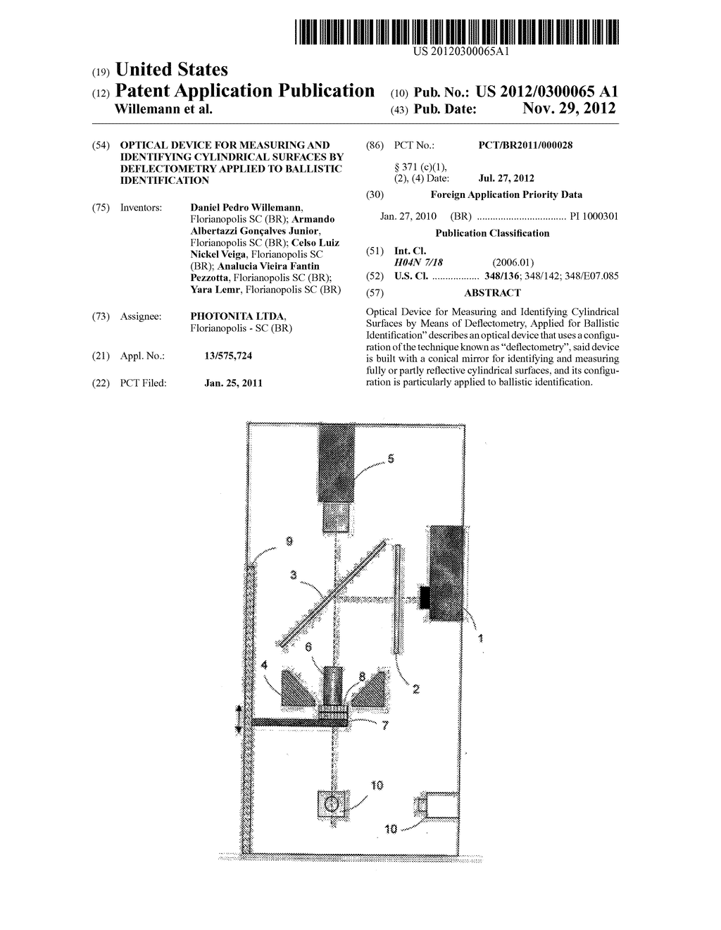 OPTICAL DEVICE FOR MEASURING AND IDENTIFYING CYLINDRICAL SURFACES BY     DEFLECTOMETRY APPLIED TO BALLISTIC IDENTIFICATION - diagram, schematic, and image 01