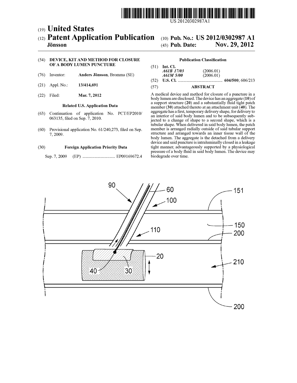 Device, Kit And Method For Closure Of A Body Lumen Puncture - diagram, schematic, and image 01