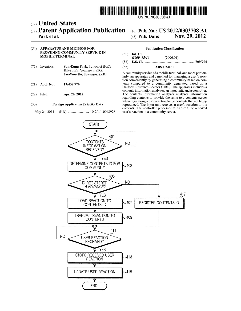 APPARATUS AND METHOD FOR PROVIDING COMMUNITY SERVICE IN MOBILE TERMINAL - diagram, schematic, and image 01