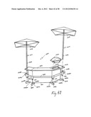 Portable bar with interchangeable canopy tops diagram and image