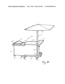 Portable bar with interchangeable canopy tops diagram and image