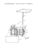 Portable bar with interchangeable canopy tops diagram and image