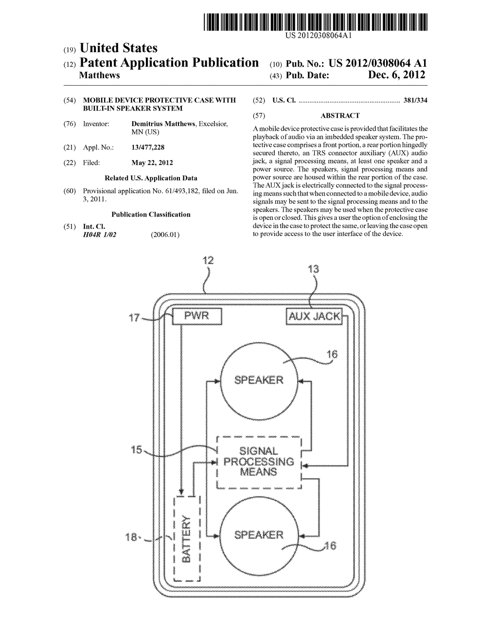 Mobile Device Protective Case with Built-in Speaker System - diagram, schematic, and image 01