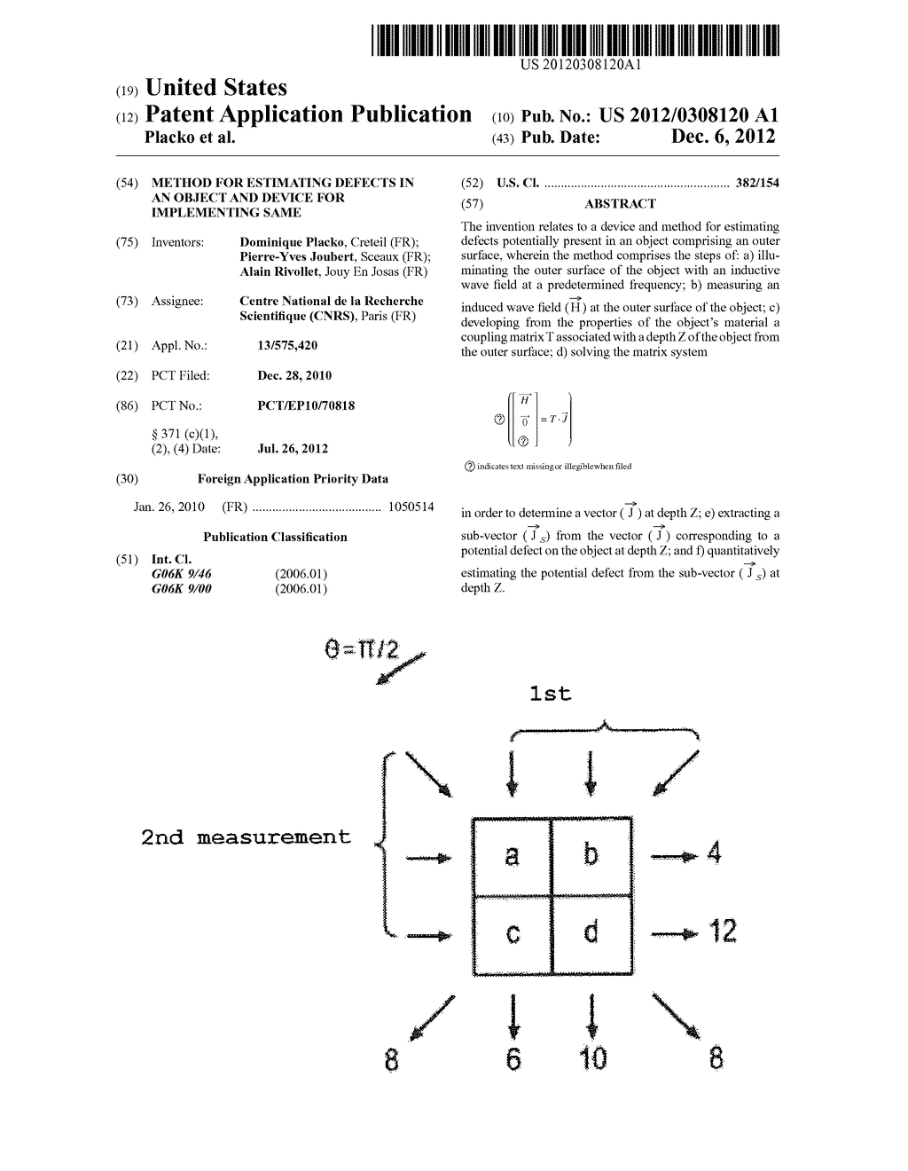 METHOD FOR ESTIMATING DEFECTS IN AN OBJECT AND DEVICE FOR IMPLEMENTING     SAME - diagram, schematic, and image 01