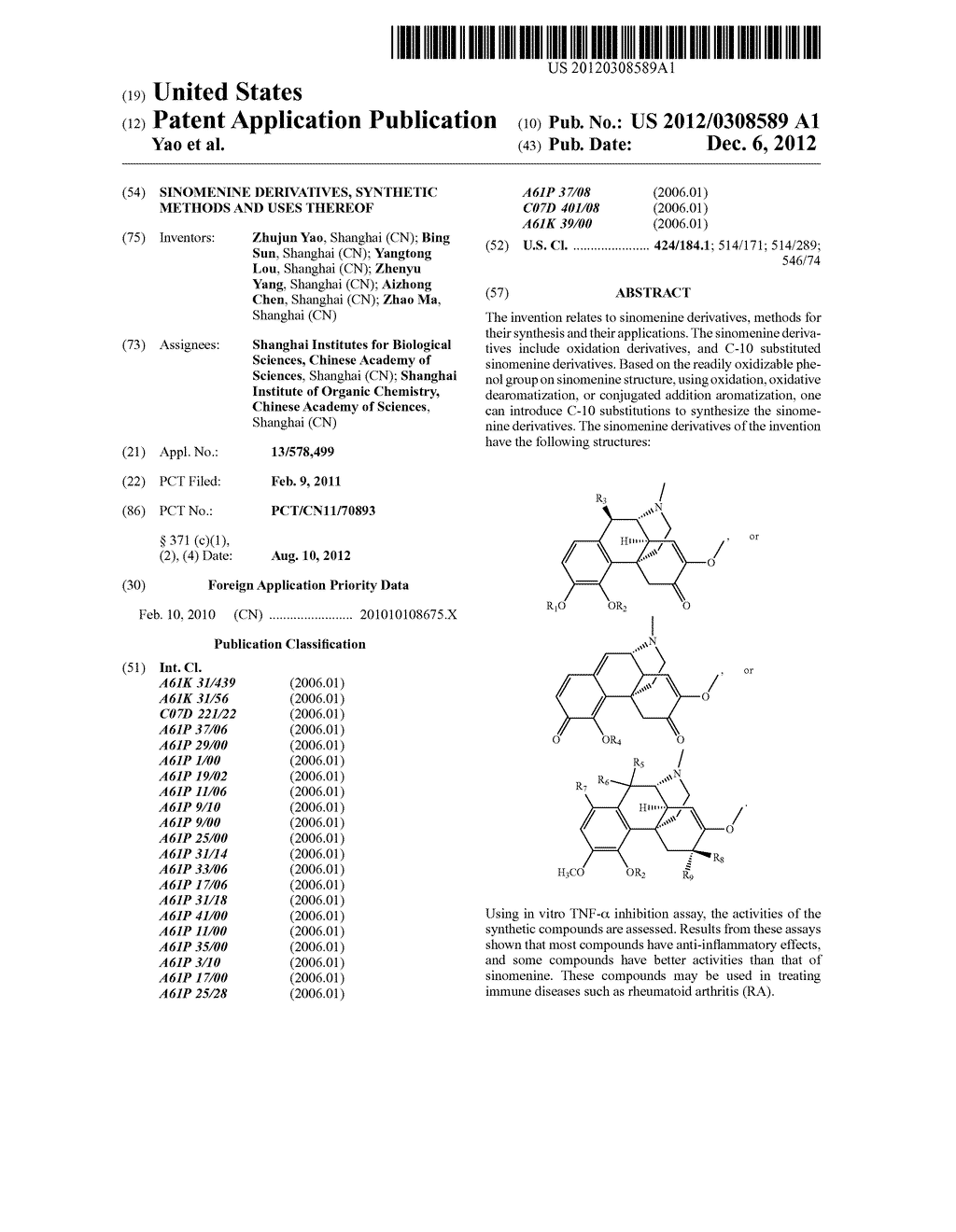 SINOMENINE DERIVATIVES, SYNTHETIC METHODS AND USES THEREOF - diagram, schematic, and image 01